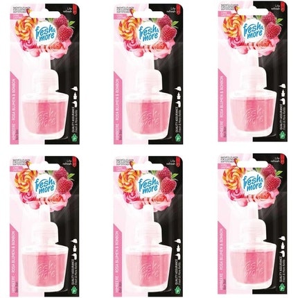 Fresh & More Refill Bottles Raspberry Flower & Candy for E-Fragrance Plug 19ml - Pack of 6 Fresh & More