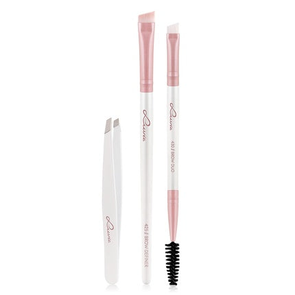 Luvia Prime Brow Kit Brush Set with Tweezers and 3 Vegan Cosmetic Brushes