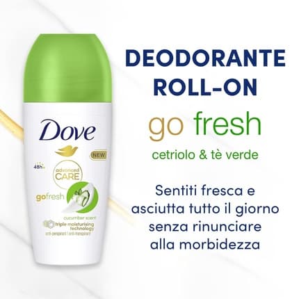 Dove Roll on Advanced Care Cucumber and Green Tea Air Freshener Antiperspirant 48 Hour Protection Deodrant for Men and Women 50ml