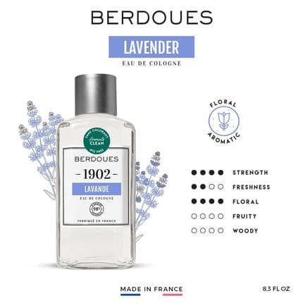 Berdoues 1902 Lavender Fresh and Floral Scent Made in France 8.3 fl.oz. Eau de Cologne (EDC) Mixte 245ml