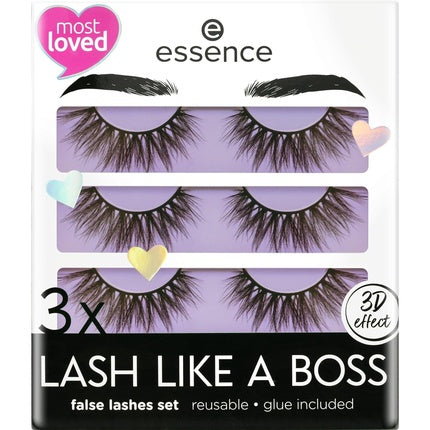 essence LASH LIKE A BOSS False Lashes Set 02 Vegan Without Microplastic Particles Perfume-Free 3 Pairs My Lashes are Limitless - Pack of 3 Essence