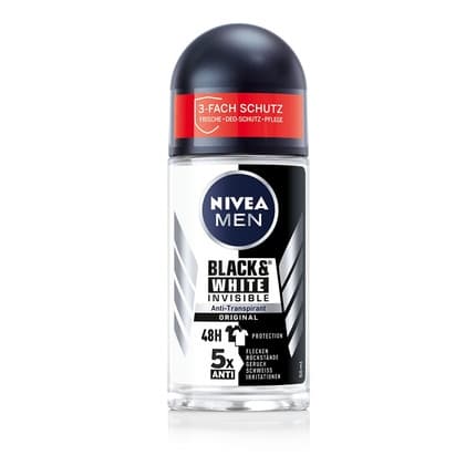 Nivea Black+White Deodorant Roll-On New Formula Déodorant (Déo) Homme 50ml