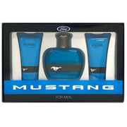 Mustang for Men Blue Eau De Toilette Spray 3.4oz with After Shave Balm and Body Wash Mustang