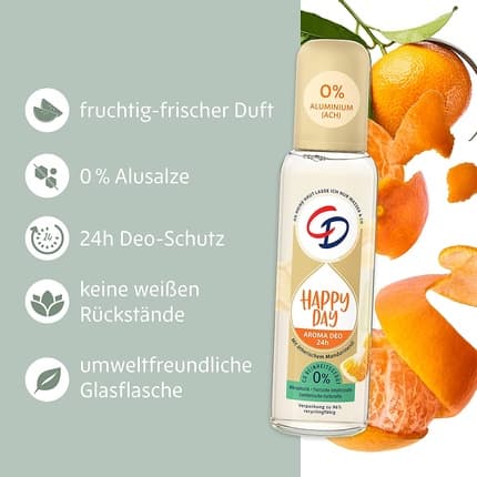 Cd Aroma Deo Happy Day - Aluminum-Free Deodorant with Essential Mandarin Oil and Lemongrass Extract for 24 Hour Protection - Vegan 75ml pour homme