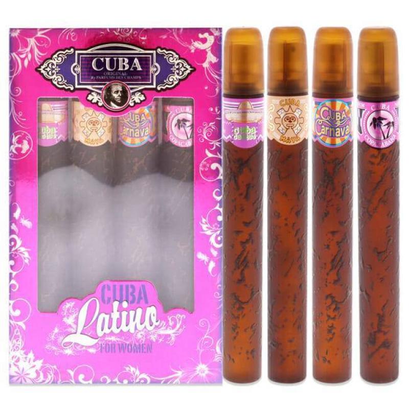 Cuba Latino Collection 4 Piece Gift Set - Copacabana, Maya, Carnaval (Cha-2549 Eau de Parfum 1.17oz for Women