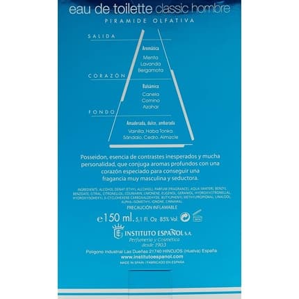 Instituto Español Instituto Espaol Poseidon Classic 150 Milliliters Eau de Toilette (EDT) Mixte