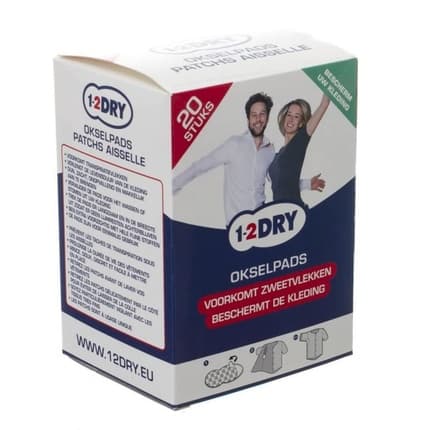 1-2Dry 20 Large White Underarm Pads Anti -Perspirant - Against Sweat Stains - Absorb