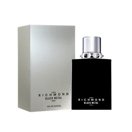 John Richmond Black Metal Man Woody Musk Floral Scent Bottle Eau de Toilette 50oz for Men