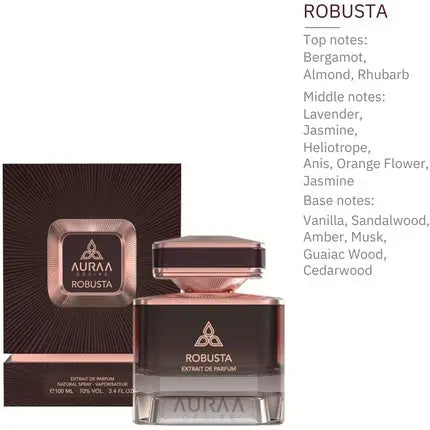 Robusta Extrait De Perfume 100ml by Auraa Desire Woody Powdery Fresh Fragrance for Men - Bergamot Almond Rhubarb Scents Long Lasting Eau de Parfum Auraa Desire