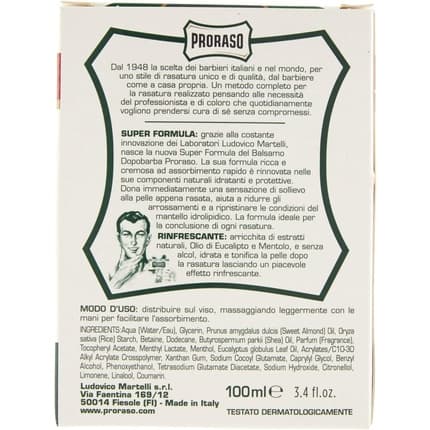 Proraso Aftershave Balm Green Fragrance (Fragrance) Mixte 100ml