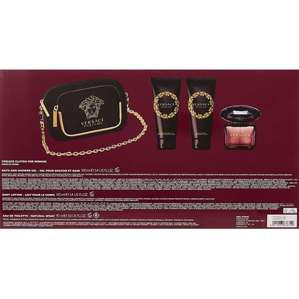 Versace Crystal Noir 4 Piece Gift Set for Women with Purse