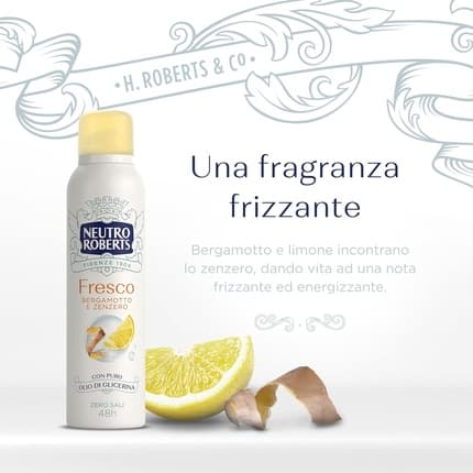 Neutro Roberts Fresh Yellow Bergamot and Ginger Aluminum-Free Stain-Free with Pure Glycerin Oil Dermatologically Tested Déodorant Mixte 150 ml