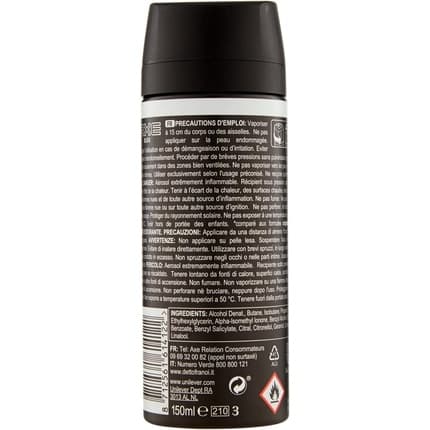 Black deodorant spray axis without aluminum 150ml