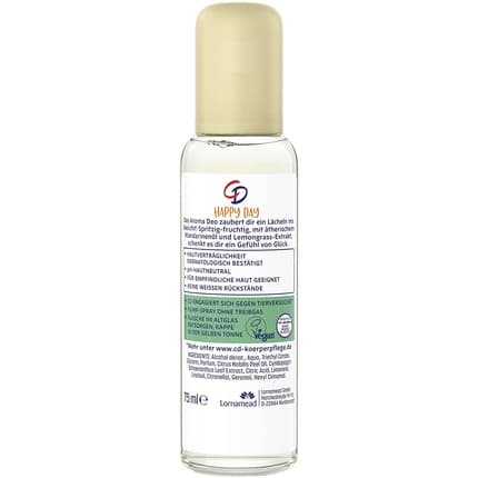 Cd Aroma Deo Happy Day - Aluminum-Free Deodorant with Essential Mandarin Oil and Lemongrass Extract for 24 Hour Protection - Vegan 75ml pour homme