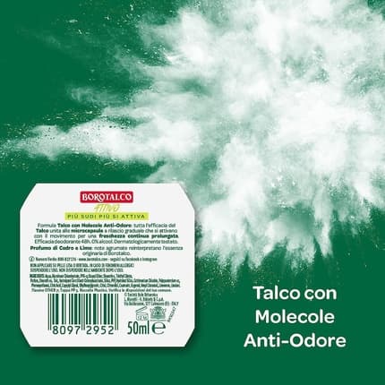 Borotalco Deodorant Roll on Active Yellow Alcohol-Free With Talc and Anti-Oodor Molecules 48h Cedar and Lime Scent 50ml