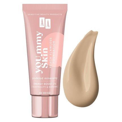 Aa Yoummy Skin Peach Flawless Foundation Mineral Foundation Adding Glow 03 Beige 30ml - Maison des fragrances