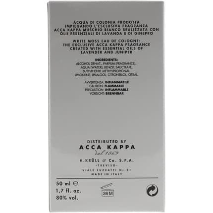 Acca Kappa White Moss Unisex Eau de Cologne (EDC) Mixte 50ml - Maison des fragrances