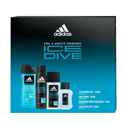 Adidas Ice Dive - Eau De Toilette 50 Ml, Shower Gel 250 Ml, Spray Deodorant 150 Ml, Deodorant With Spray 75 Ml - Maison des fragrances