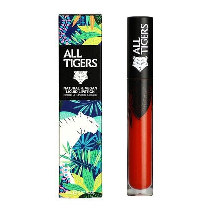 ALL TIGERS Shake the Ground 886 Matt Liquid Lipstick Vegan and Natural Long Lasting Orange - Red Color with Bio Ingredients - Maison des fragrances