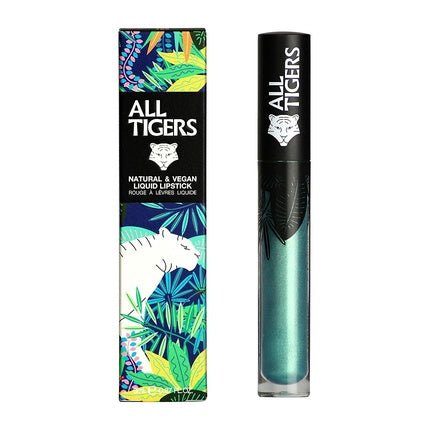 ALL TIGERS Steal The Show Metallic Green Liquid Lipstick - Long Lasting, Matt, Vegan & Natural - 989 - With Bio Ingredients - Maison des fragrances