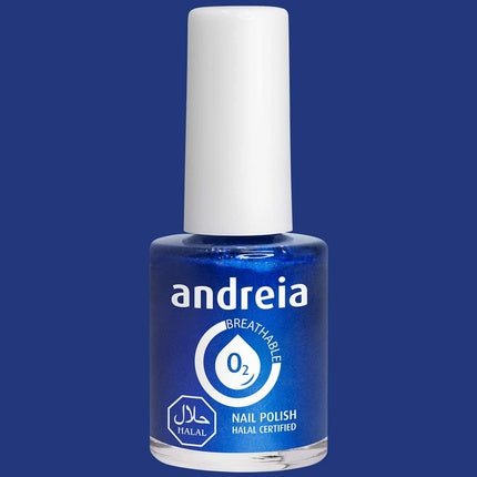 Andreia Halal Breathable Nail Polish Glossy Vegan and Cruelty - Free B13 Blue Shimmer 10.5ml - Maison des fragrances