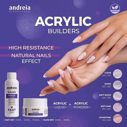 Andreia Professional Acrylic Builder Powder for Nail Extensions Cover Pink 20g - Maison des fragrances