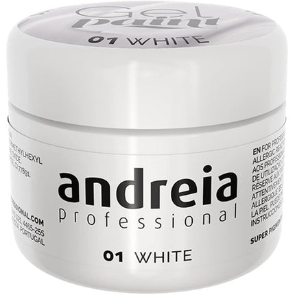 Andreia Professional Nail Art Design Gel Paint Pots Highly Pigmented Intense Colour No Flow High Viscosity UV Gel Paint for DIY Manicure Vegan 4g 01 White - Maison des fragrances