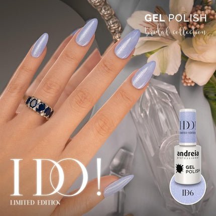 Andreia Professional Semi - Permanent Nail Gel Polish I DO Limited Collection Colour ID6 Sky Blue with Silver Sparkles 10.5ml - Maison des fragrances