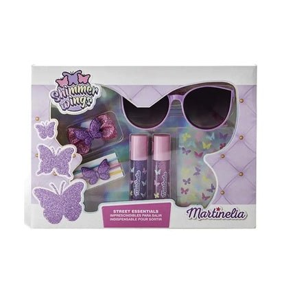 AQUARIUS Girls Gift Set MARTINELIA SHIMMER WINGS STREET ESSENTIALS Kids Sunglasses Pink Colorful Hair Ties and Lip Gloss - Maison des fragrances
