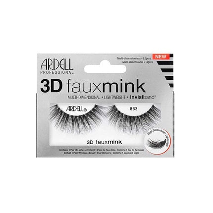 Ardell 3D Faux Mink Style 853 Synthetic False Eyelashes for Accentuated Eyes and More Volume - Glue - On Strip Lashes, Natural Vegan Fake Lashes, Ultra - Lightweight and Reusable - Maison des fragrances