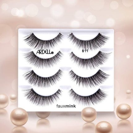 ARDELL Faux Mink 811 Synthetic Vegan Black Eyelashes - Pack of 4 - Maison des fragrances