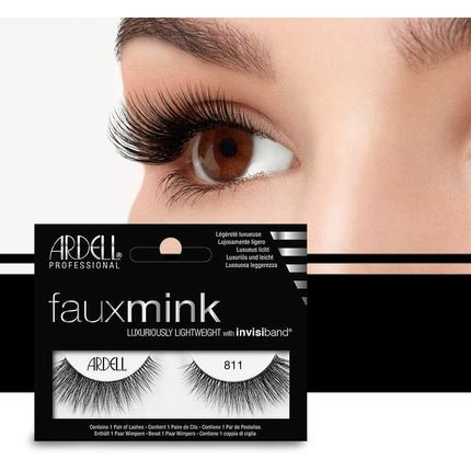 ARDELL Faux Mink False Eyelashes 811 Black Medium Volume Medium Length Flared Knot - Free Invisiband Cat - Eye Vegan - Friendly Cruelty - Free Lashes - Maison des fragrances
