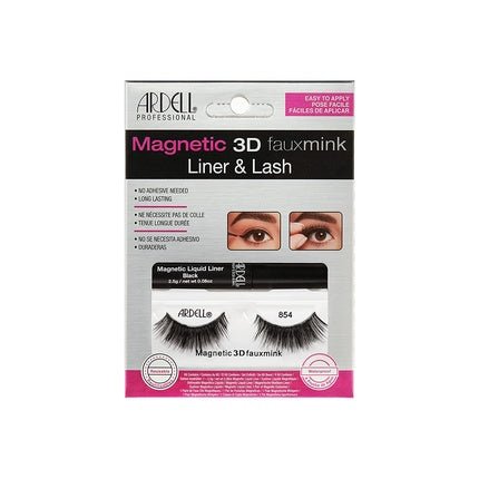 ARDELL Magnetic Liner Kit 3D Faux Mink 854 - Magnetic Eyelashes with Real Hair and Magnetic Eyeliner, No Glue Needed | Easy to Apply, Vegan & Reusable - Maison des fragrances