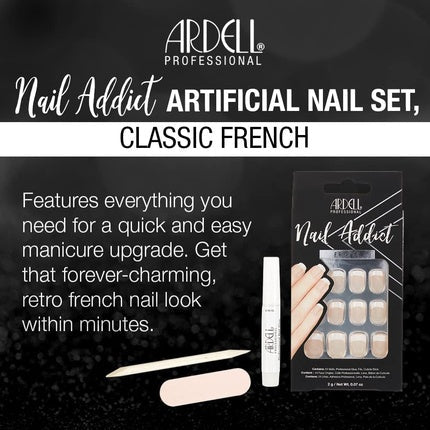 ARDELL Nail Addict Classic French Press On Nails with Glue and File - 24 Artificial Nails - Maison des fragrances