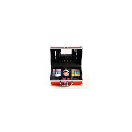 Aromya Red Makeup Case With 24 Eyeshadows, Lip Brush, Blush Brush, And Eyebrow Brush - Maison des fragrances