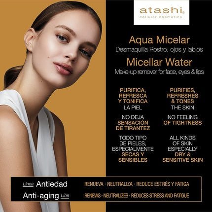 Atashi Anti - Aging Water Micellar Makeup Remover for Face, Eyes, and Lips - Maison des fragrances