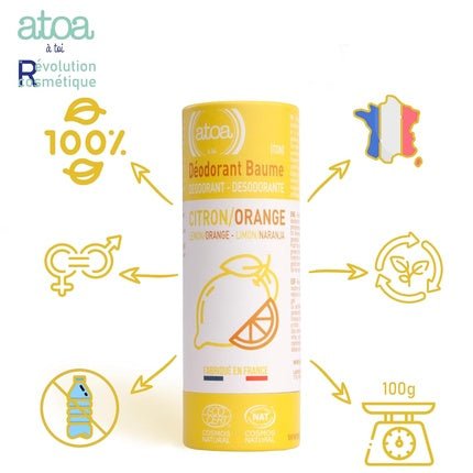 Atoa Deodorant Balm Lemon-Orange 100g 3.5fl.Oz - Maison des fragrances
