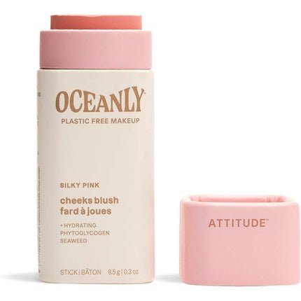 ATTITUDE Oceanly Plastic - Free Lightweight Blush Stick Titanium Dioxide - Free EWG Verified Vegan Makeup Silky Pink 8.5 grams - Maison des fragrances