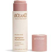 ATTITUDE Oceanly Plastic - Free Lightweight Highlighter Stick Titanium Dioxide - Free EWG Verified Vegan Makeup Golden Rose 8.5 grams - Maison des fragrances