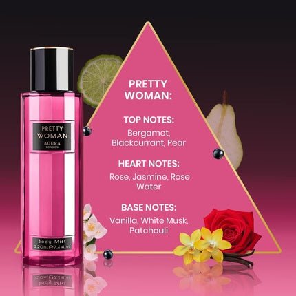 Aura Aoura London 's Pretty Woman Body Mist Fragrance Eau de Toilette (EDT) Femme 220ml - Maison des fragrances