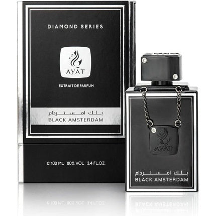 Ayat Perfumes Black Amsterdam Unisex Luxury Fragrance Diamond Series Eau de Parfum (EDP) Mixte 100ml - Maison des fragrances
