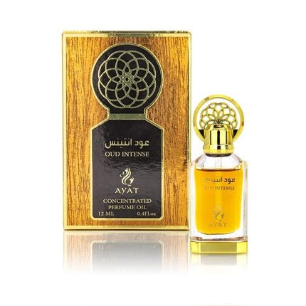 Ayat Perfumes Oud Intense Perfume Oil - Alcohol-Free Musk Extract - Unisex Oriental Arabic Natural Amber Parfum (Parfum) Mixte 12ml - Maison des fragrances