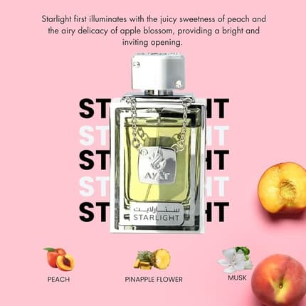 Ayat Perfumes Starlight Unisex Fragrance Luxury Dubai-Inspired Perfume Diamond Series Exotic Peach Apple Blossom Pineapple Flower Musk Patchouli Long-Lasting Scent Eau de Parfum (EDP) Mixte - Maison des fragrances