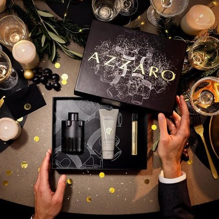 Azzaro The Most Wanted Intense Seductive 's Cologne Gift Set 3-Piece Holiday Set Includes Full Size Travel Size Fragrances Hair Body Shampoo Lasting Wear Luxury Perfumes Coffret (Coffret) Homme - Maison des fragrances