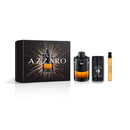 Azzaro The Most Wanted Parfum Intense Men's Cologne Gift Set Full Size Fragrance 100ml Travel Size Spray 10ml Deodorant Stick 77g - Maison des fragrances