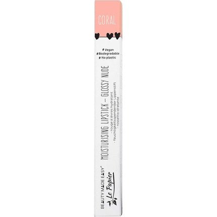 Beauty Made Easy Le Papier Nude Moisturising Vegan Glossy Lipstick Coral 6g - Maison des fragrances