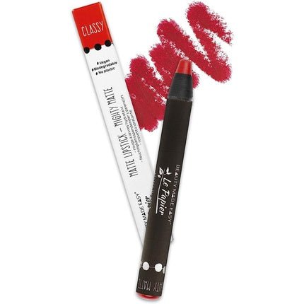 Beauty Made Easy Le Papier Red Vegan Matte Lipstick Classy Plastic Free and Biodegradable 6g - Maison des fragrances