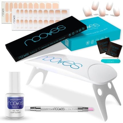 Beauty Nude Starter Kit with 2 Pre - treated Premium Gel Sheets UV/LED Nail Lamp Glossy Gel Top Coat Semi - cured Gel Nails Gel Nail Sticker - Maison des fragrances