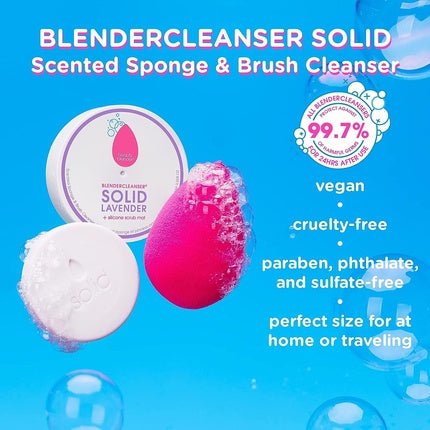 BeautyBlender Solid Lavender Scented Sponge and Brush Cleanser 1oz - Travel Size Makeup Tool Cleanser with Aloe Coconut Oil and Lavender - Maison des fragrances