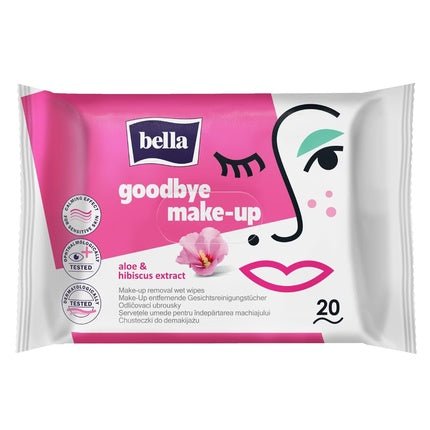 bella Goodbye Make - Up Removal Wipes 20 Pieces - 100% Biodegradable, Dermatologically Tested, Gentle and Effective - Maison des fragrances